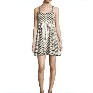 NEW Cinq à Sept 100% Silk Geneva Empire-waist Mini Dress, Ivory, ‎ L